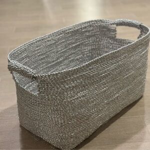 West Elm Gray Woven Storage Basket